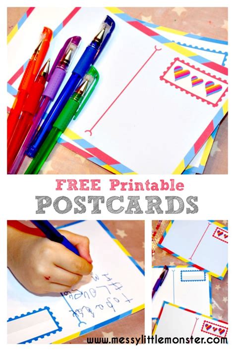 Free Printable Postcards For Kids Messy Little Monster