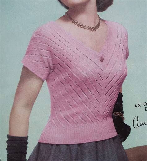 Vintage 1950s Knitting Pattern Womens Sweater Magyar Etsy Canada