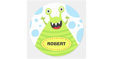 Funny Monster Personalized Name Stickers For Kids Zazzle