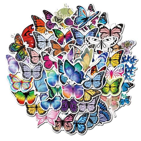 Butterfly Stickers Mixed Colorful Insects Waterproof Vinyl Etsy