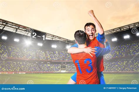 Players Are Celebrating Goal Stock Image Image Of Handsome Ecstatic