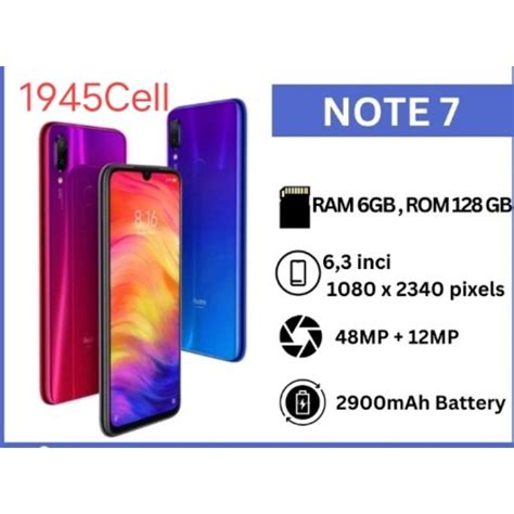 Jual Xiaomi Redmi Note 7 6128gb Garansi 1 Tahun Indonesia Shopee