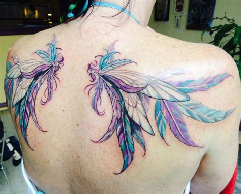 Realistic Fairy Wings Tattoo On Back