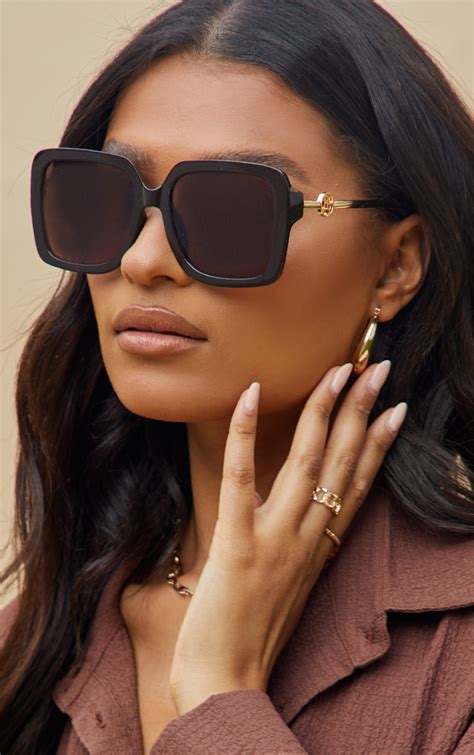 Plt Chocolate Branded Oversized Square Sunglasses Prettylittlething Il