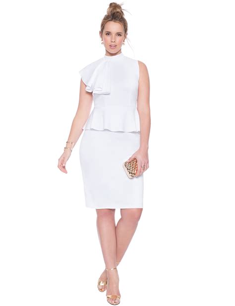Ruffle Shoulder Peplum Dress Womens Plus Size Dresses Eloquii