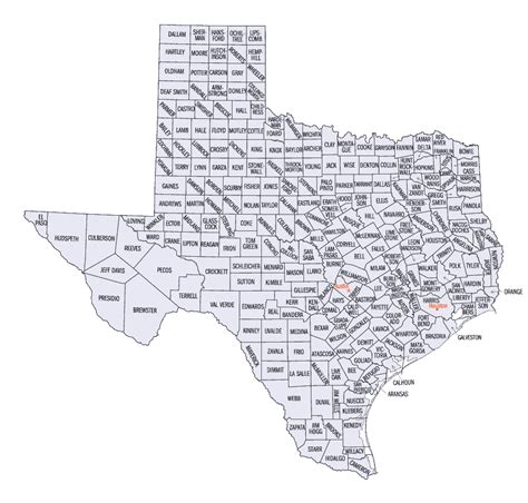 Map Of Texas By County With Names Map
