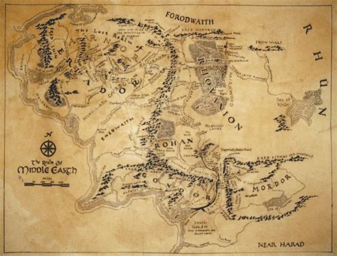 Map Of Middle Earth From Lord Of The Rings World Map