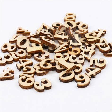 50pcs Mixed 0 9 Natural Wooden Number Decoration Wood Number Craft