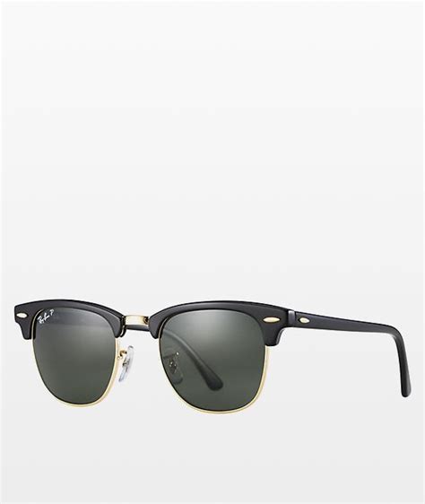 ray ban clubmaster black and gold polarized sunglasses
