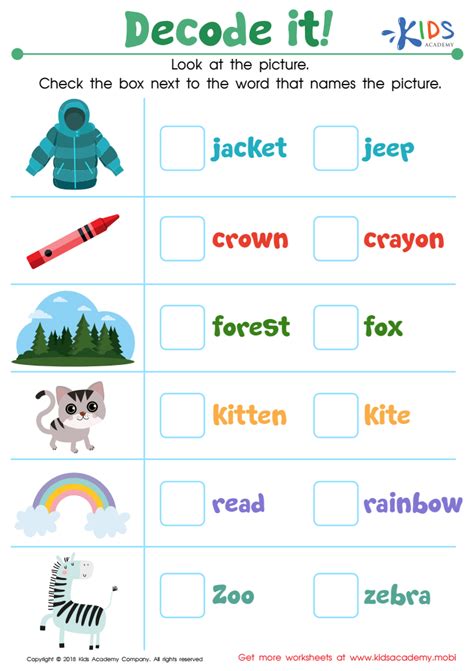 Animals Decoding Worksheet Teaching Resources Worksheets Library