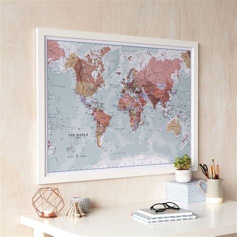 Executive Map Of The World Wall Hanging Map Home Decor Etsy