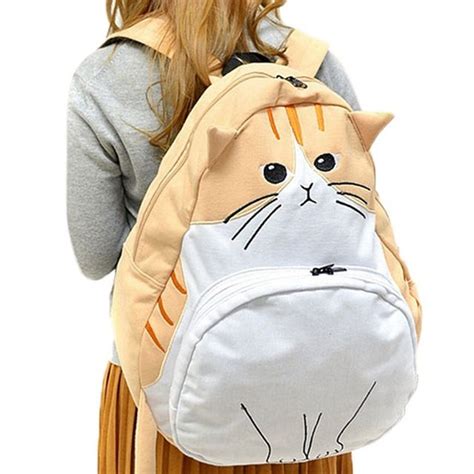 Japonés Gato Marrón Mochilas Para Adolescentes De La Lona Mochila Gato