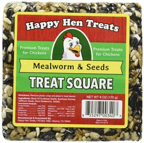Happy Hen Treats Mealworm And Seeds Treat Square For Chickens 6 Oz Bar
