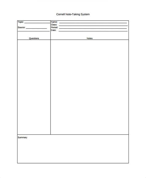 Free 9 Cornell Note Taking Templates In Pdf Ms Word