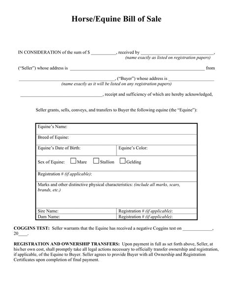 Free Fillable Horse Bill Of Sale Form ⇒ Pdf Templates