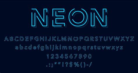 Slim Neon Font Type Glow Typeface Letters Signs 12963218 Vector Art