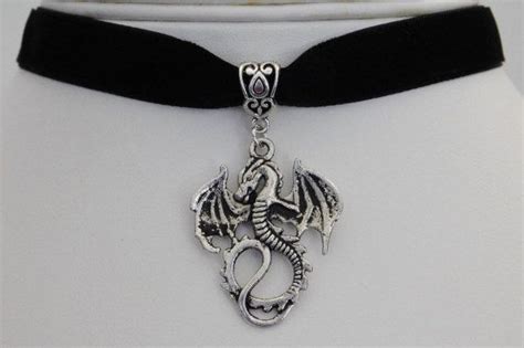 Black Velvet Dragon Choker Necklace Handmade By “sanguine Rose Designs