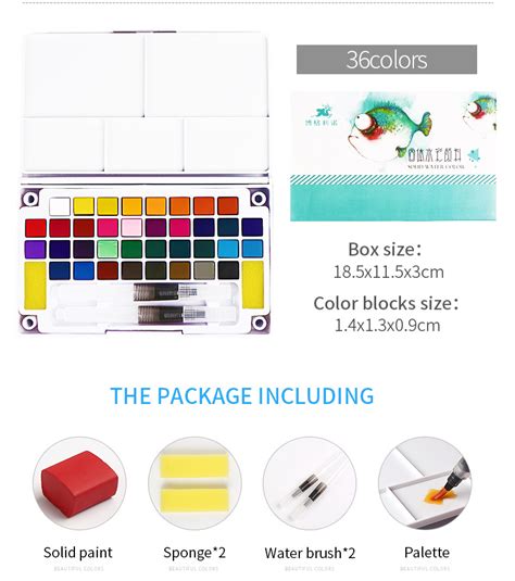 Bgln 182436colors Solid Watercolor Paint Set Box With Water Brush