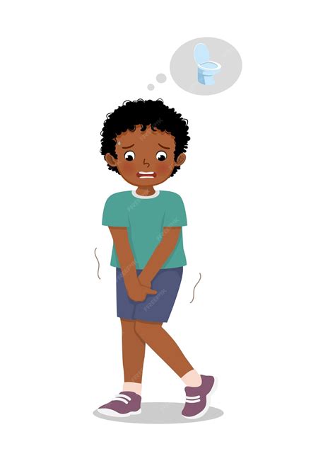 Premium Vector Cute Little African Boy Need To Pee Holding Urinary