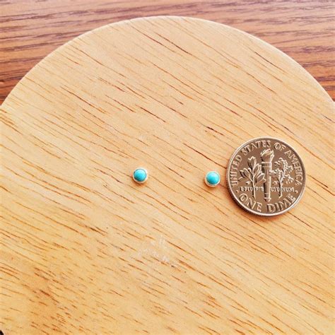 Dainty 3mm 4mm Tiny Turquoise Post Earrings Super Small Etsy