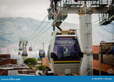 Gondola Ropeway City Landscape Medellin Colombia Cable Car Editorial