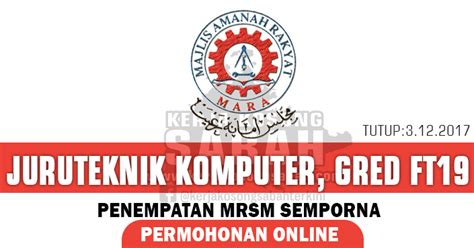 14 februari 2020 minima kelayakan : Jawatan Kosong MARA | Juruteknik Komputer, Gred FT19 ...