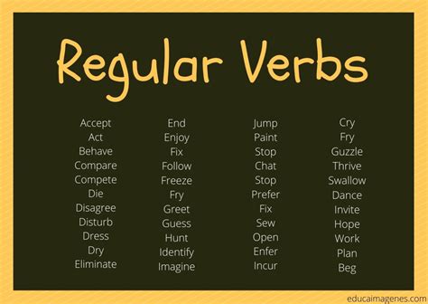 Aprender Los Verbos En Inglés Reguleres E Irregulares Educaimágenes