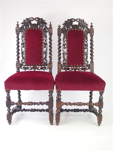Regency antique chairs are distinguished from other antique chairs due to their tall and slender shape. Pair Antique Victorian Gothic Oak Hall Chairs - Side Desk ...
