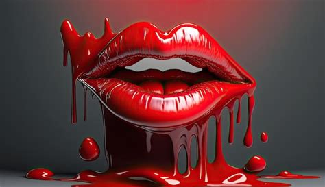 Premium AI Image A Red Mouth With Dripping Blood On It