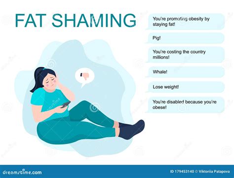 fat shaming or body shaming situation overweight curvy woman recieve a shameful messages and