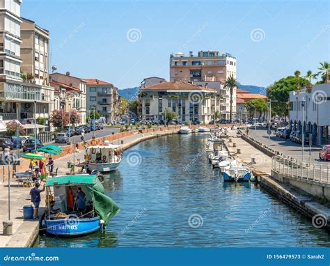 VIAREGGIO, ITALY - AUGUST 19, 2019: View of the Burlamacca Canal