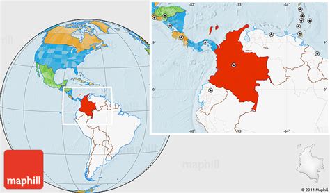 World Map Colombia Highlighted