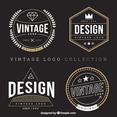 Free Vector Assortment Of Vintage Logos With Golden Details