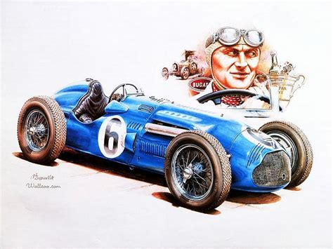 Vintage Racing Art By Vaclav Zapadlik Blue Gugatti Arte Automotriz