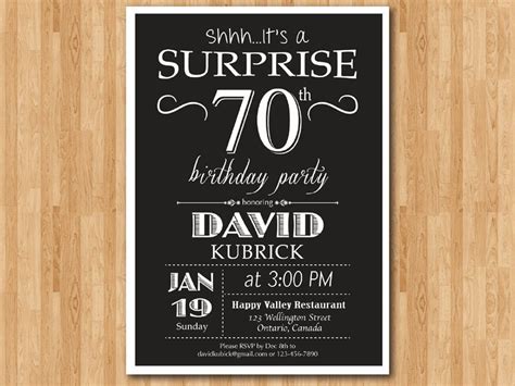 Surprise 70th Birthday Invitation Men Auldt Birthday Party
