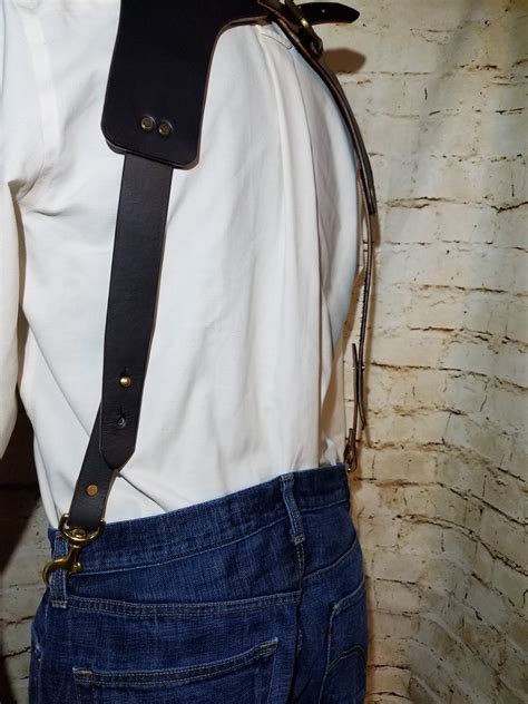 Custom Leather Harness Full Suspender Black Leather Brass Hardware