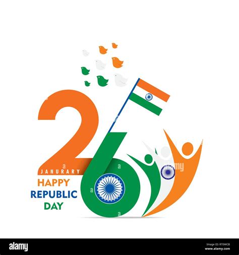 happy republic day of india illustration vector celebrate 26 january indian republic stock