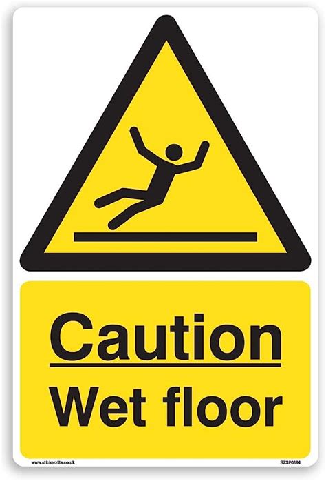 Caution Wet Floor Sign A5 150mm X 200mm Self Adhesive Stickers