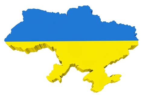 Mapa De Ucrania Con La Bandera De Ucrania Sobre Un Fondo Blanco Foto