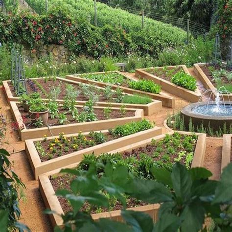 Potager Garden With Raised Beds And Fountain The Attractive Pertaining