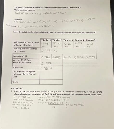 Solved Titration Experiment 2 Acid Base Titration Chegg Com