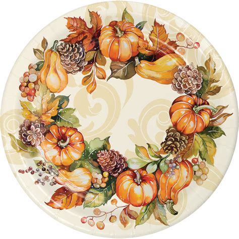 Autumn Wreath Paper Plates 24 Count Serves 24 Guests