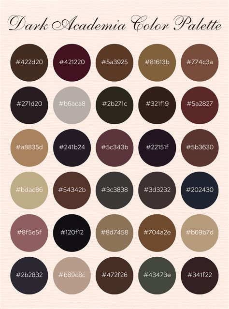 Free Dark Academia Color Palette Hex Codes Glory Of The Snow