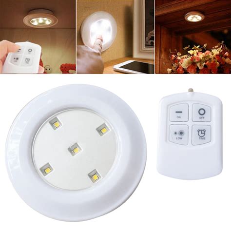Led motion sensor battery operated ceiling light in white. wireless remote control bright led night light battery ...