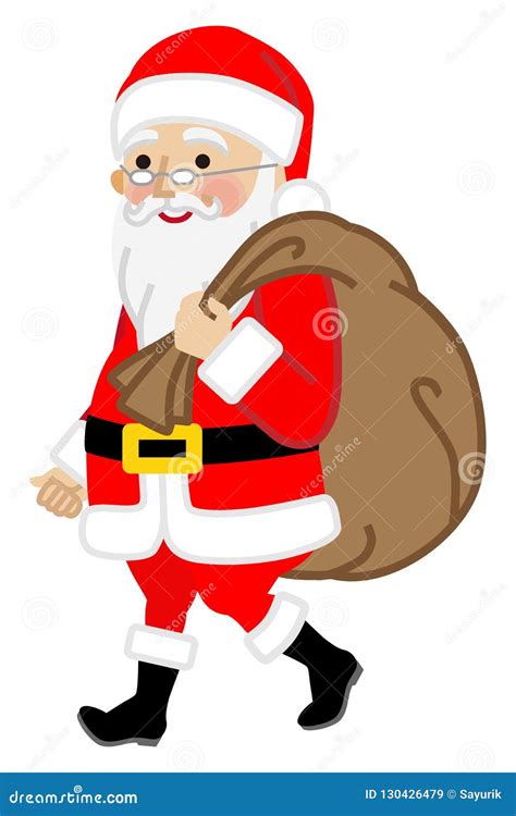 Santa Claus Carrying The Sack Stock Vector Illustration Of Isolated