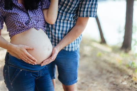 Pregnant Woman Holding Her Hands On Stomach Stock Image Image Of