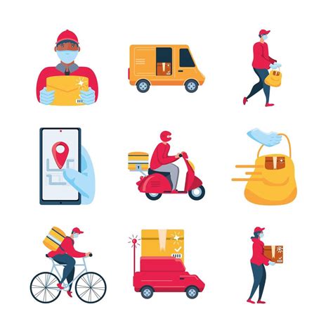 Set Of Icons Of Transportation Goods And Delivery 1240523 Vector Art