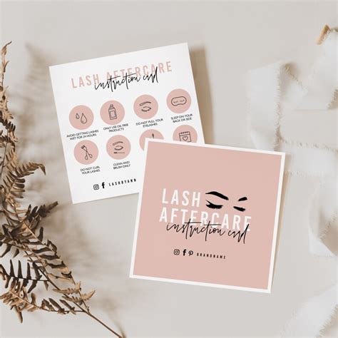 Lash Aftercare Card Template Editable Lash Business Card Etsy