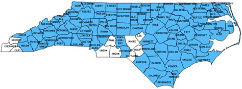 A Map Of North Carolina Counties