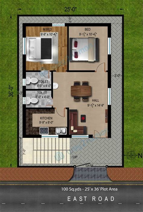 10 Simple 2 Beds Floor Plans Plans East Facing Plan 2bhk Indian Sq Ft